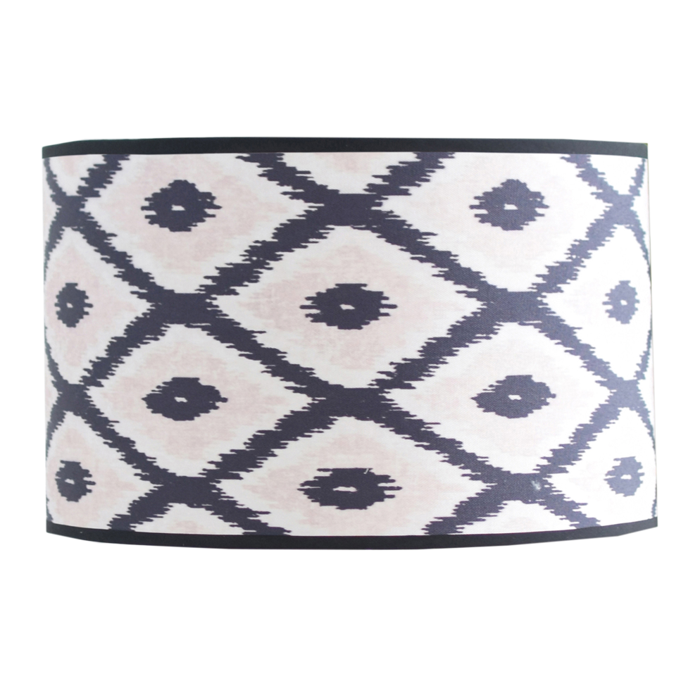 Lampshade - Kelim Print - Polyester - Black/White-26x30x23cm