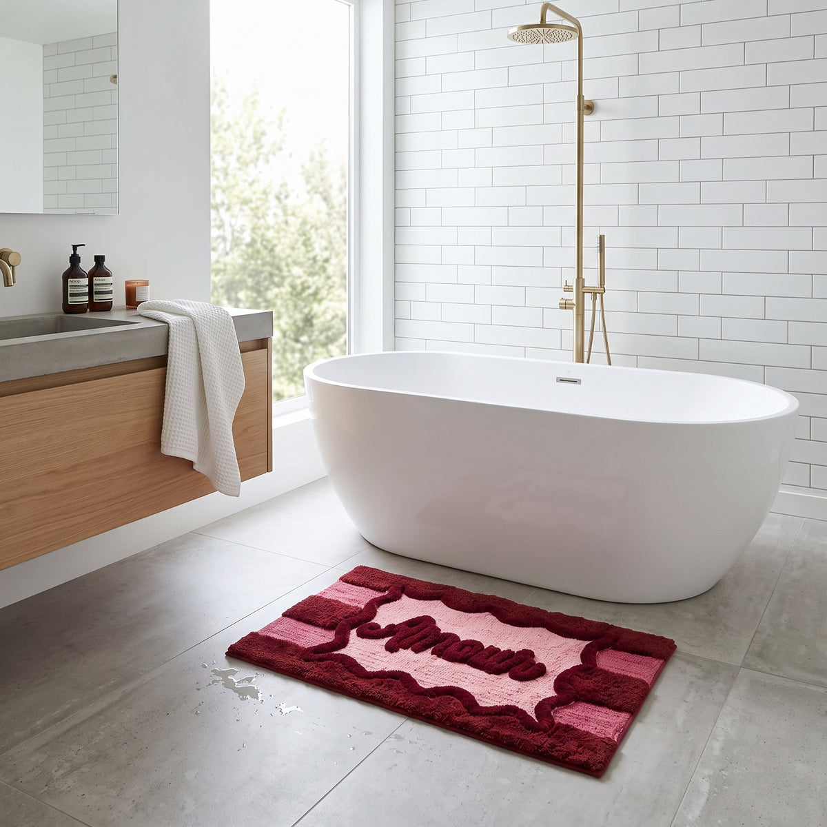 Bathmat -  Pink| Red - Amour Design - 80x50cm