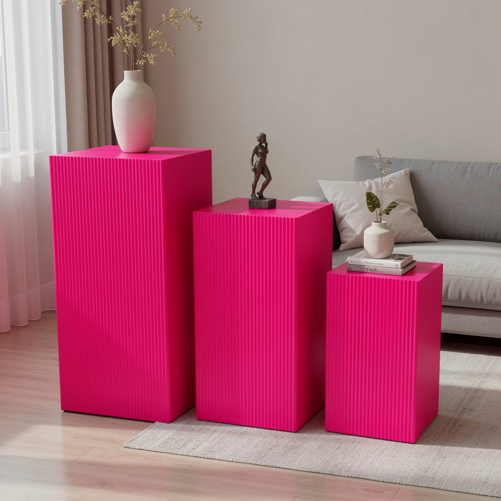 Side Table / Pillar - Square - Pink - MDF - S3 - 50|65|80cm