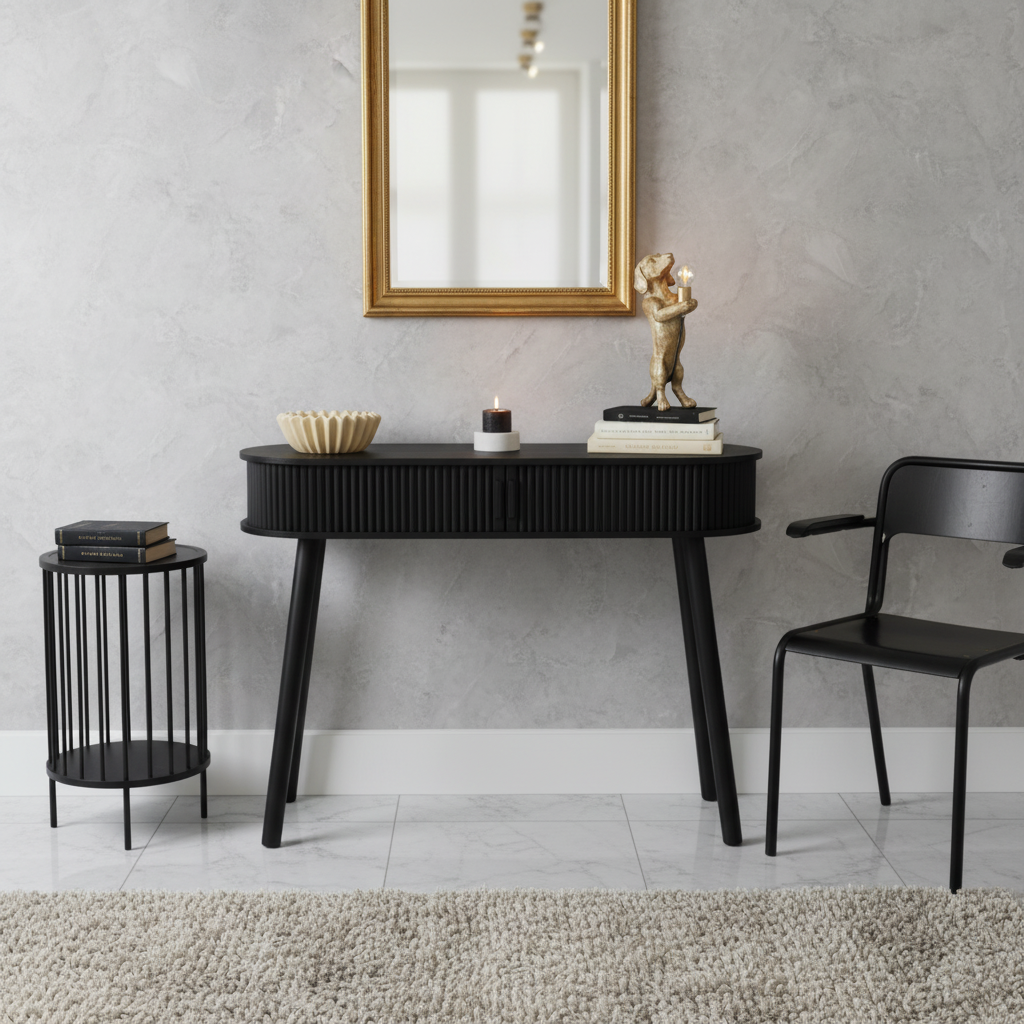 Side Table - Black  - MDF - 100x33x76cm