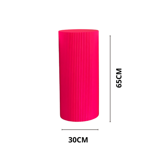 Side Table / Pillar- Cylinder - MDF - Neon Pink - 30x30x65cm