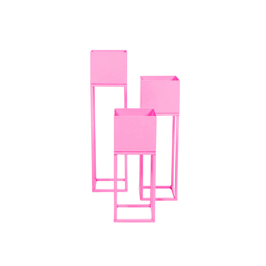 Plant Holder - Metal - Pink - S3 - 15x15x60/50/40cm