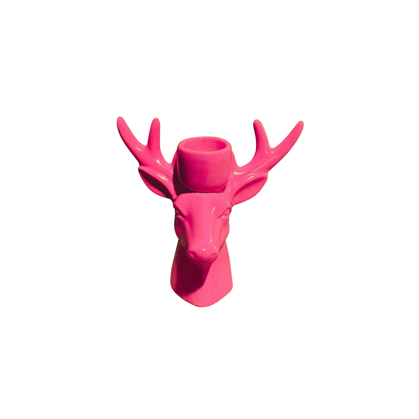 Candle holder - Reindeer - Ceramics - Neon Pink - 11x6x11cm