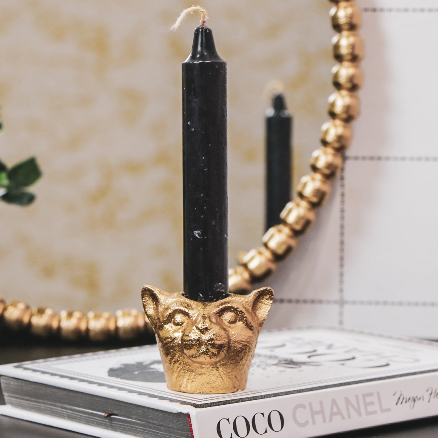HV Cat Candleholder-Gold- 6x5x4,5cm