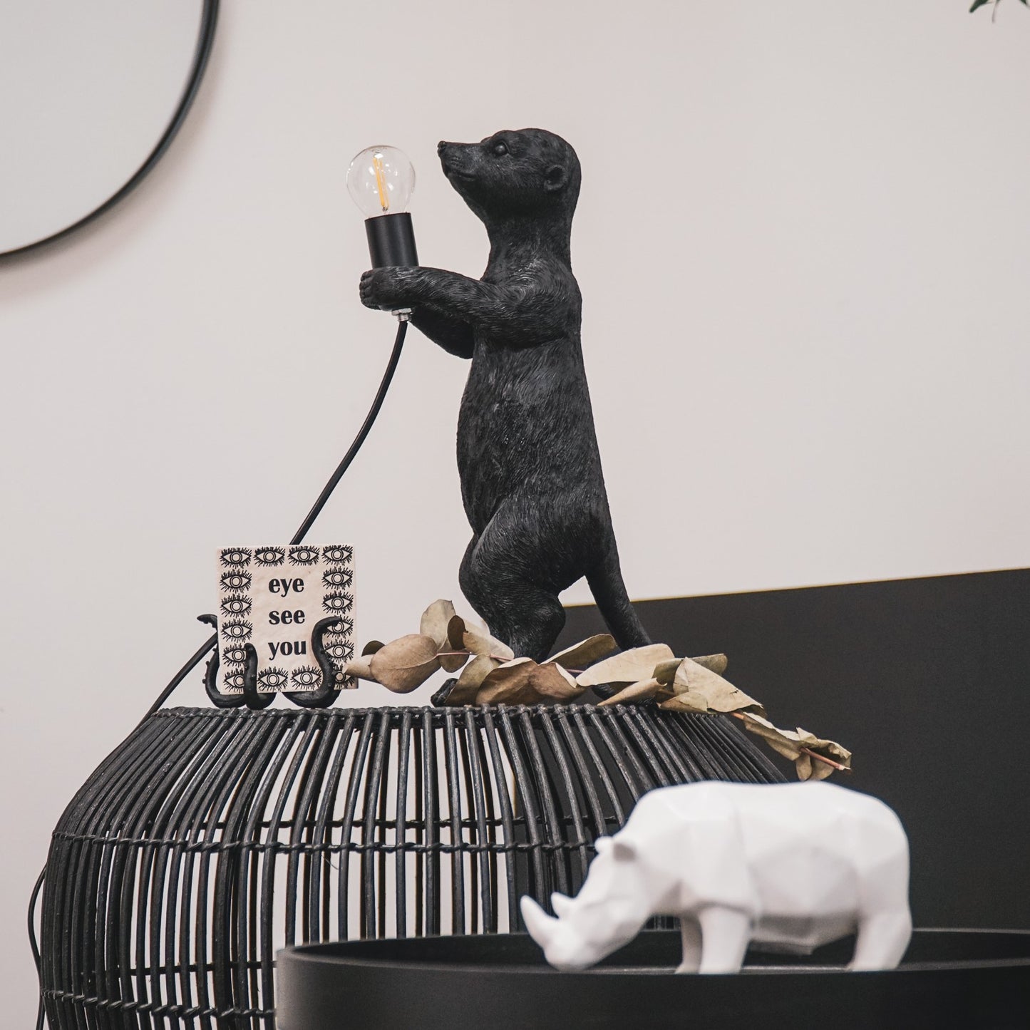 Table Lamp - Meerkat - Polyresin - Black - E27 -15x10x38cm