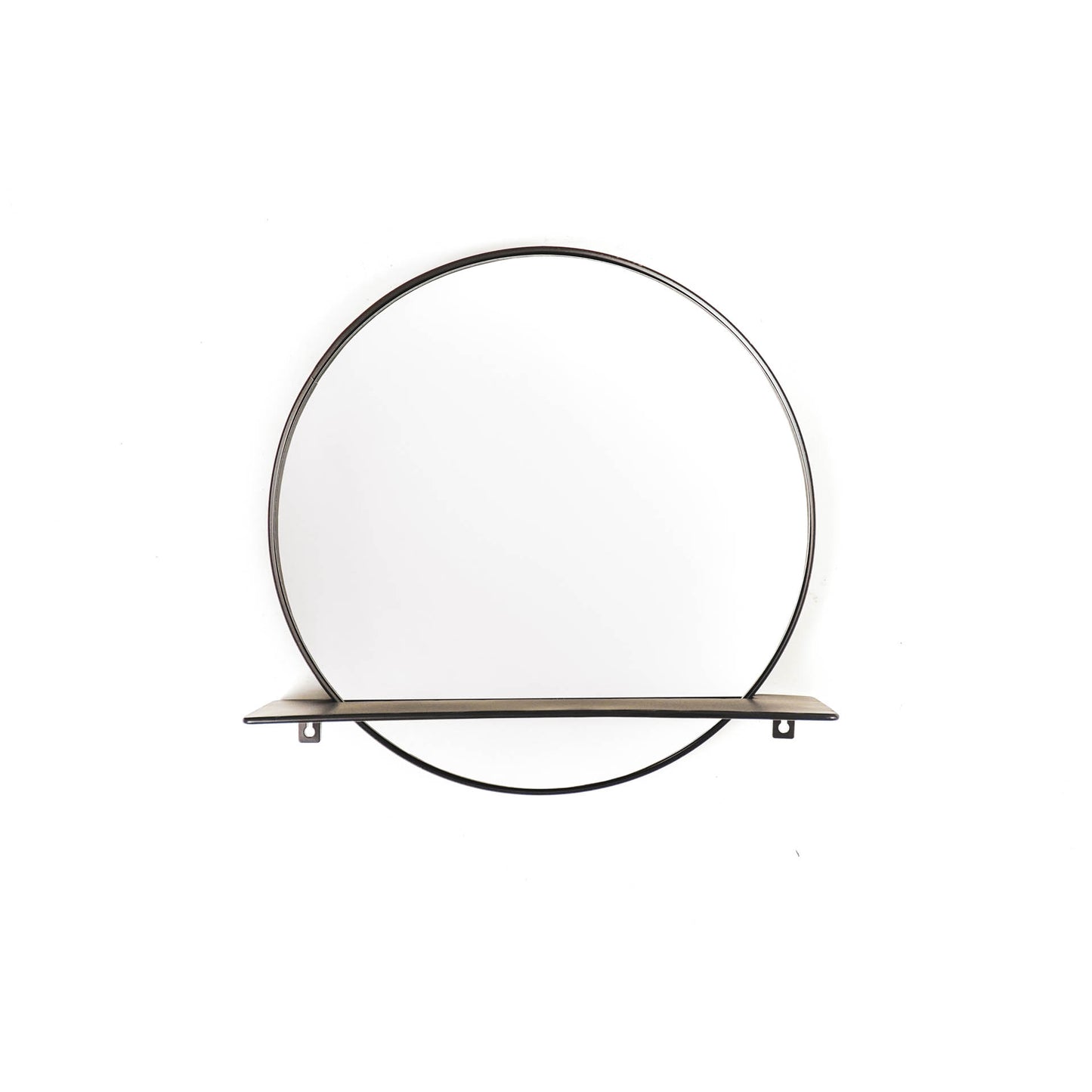 Mirror - Round - Metal - With Shelf - Black- Ø40cm