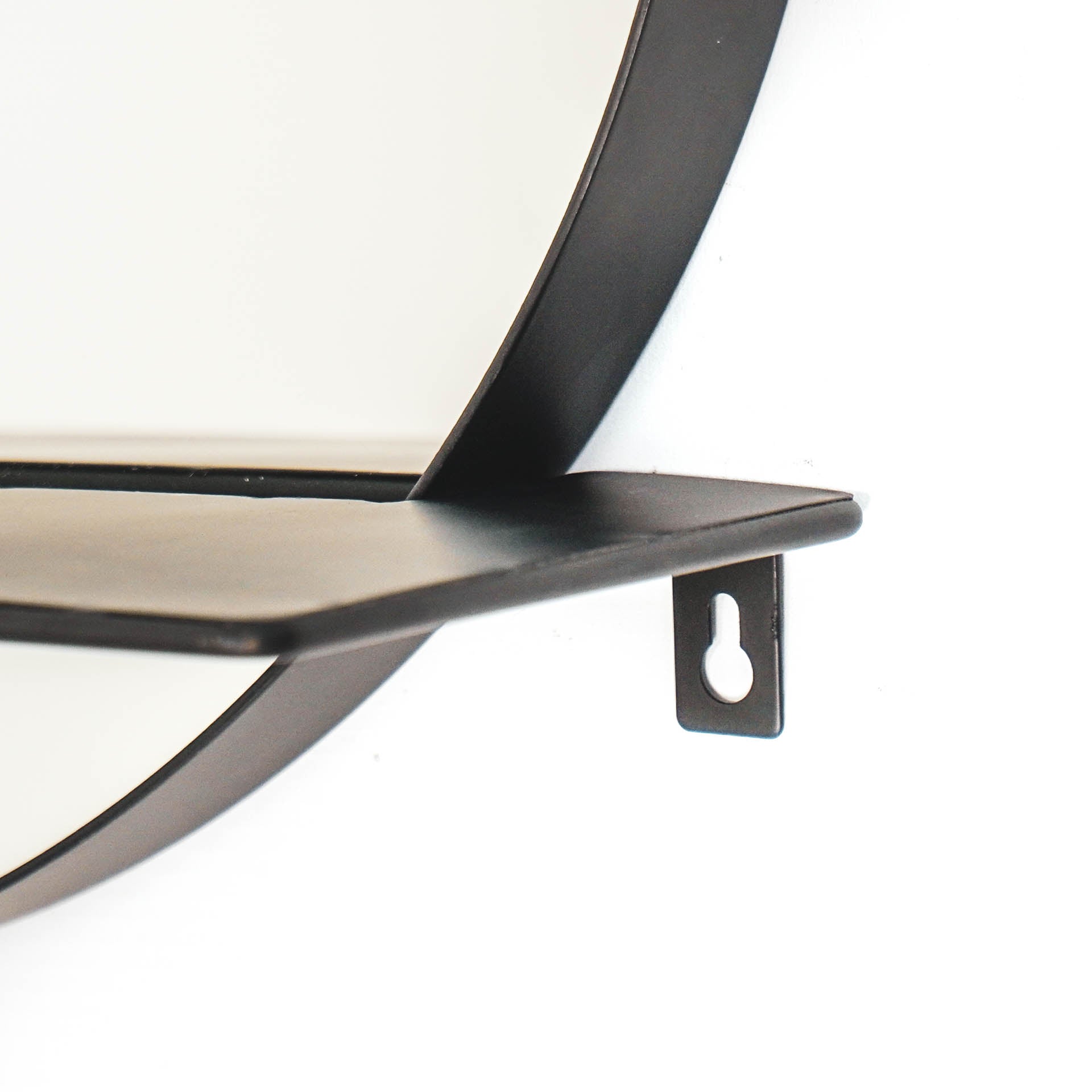 Mirror - Round - Metal - With Shelf - Black- Ø40cm