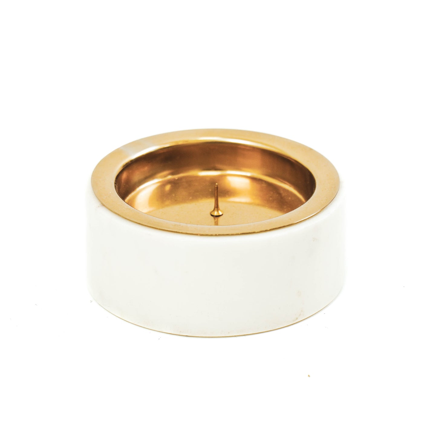 HV Marble Pillar Candleholder - White/Gold