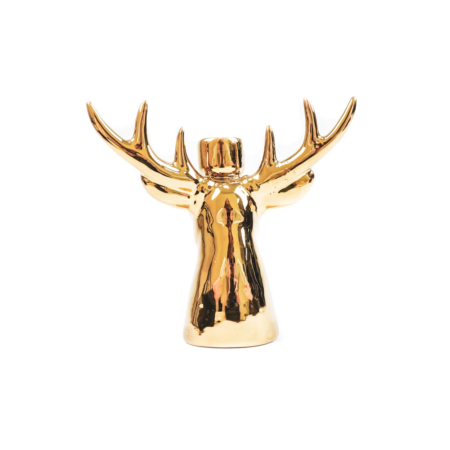 Candle holder - Reindeer - Ceramic - Gold - 11x6x11cm