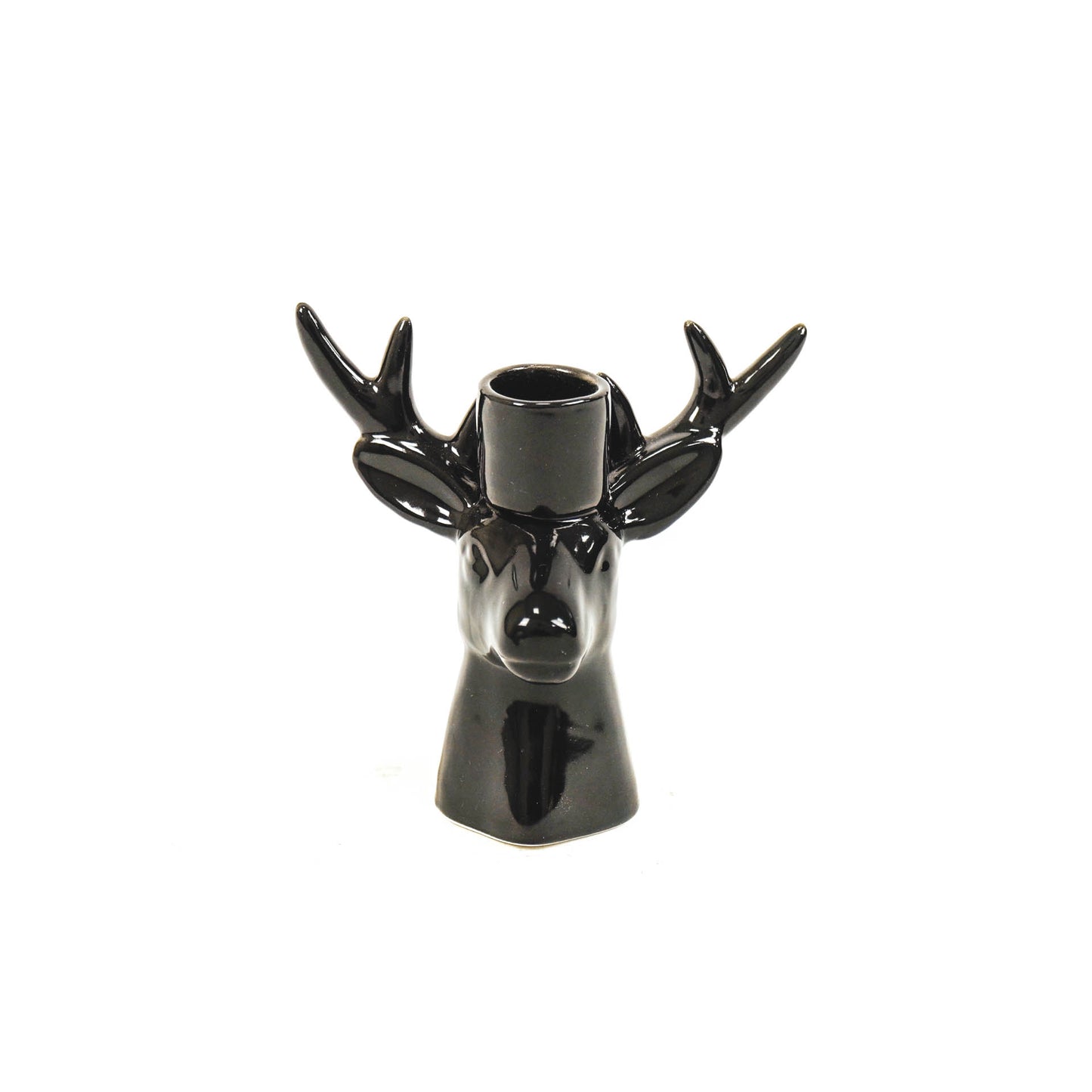 Candle holder - Reindeer - Ceramic - Black - 11x6x11cm