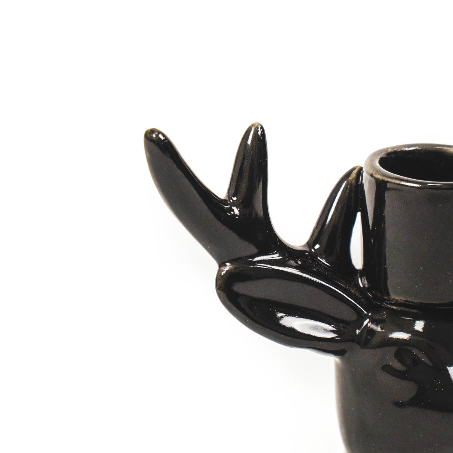 Candle holder - Reindeer - Ceramic - Black - 11x6x11cm