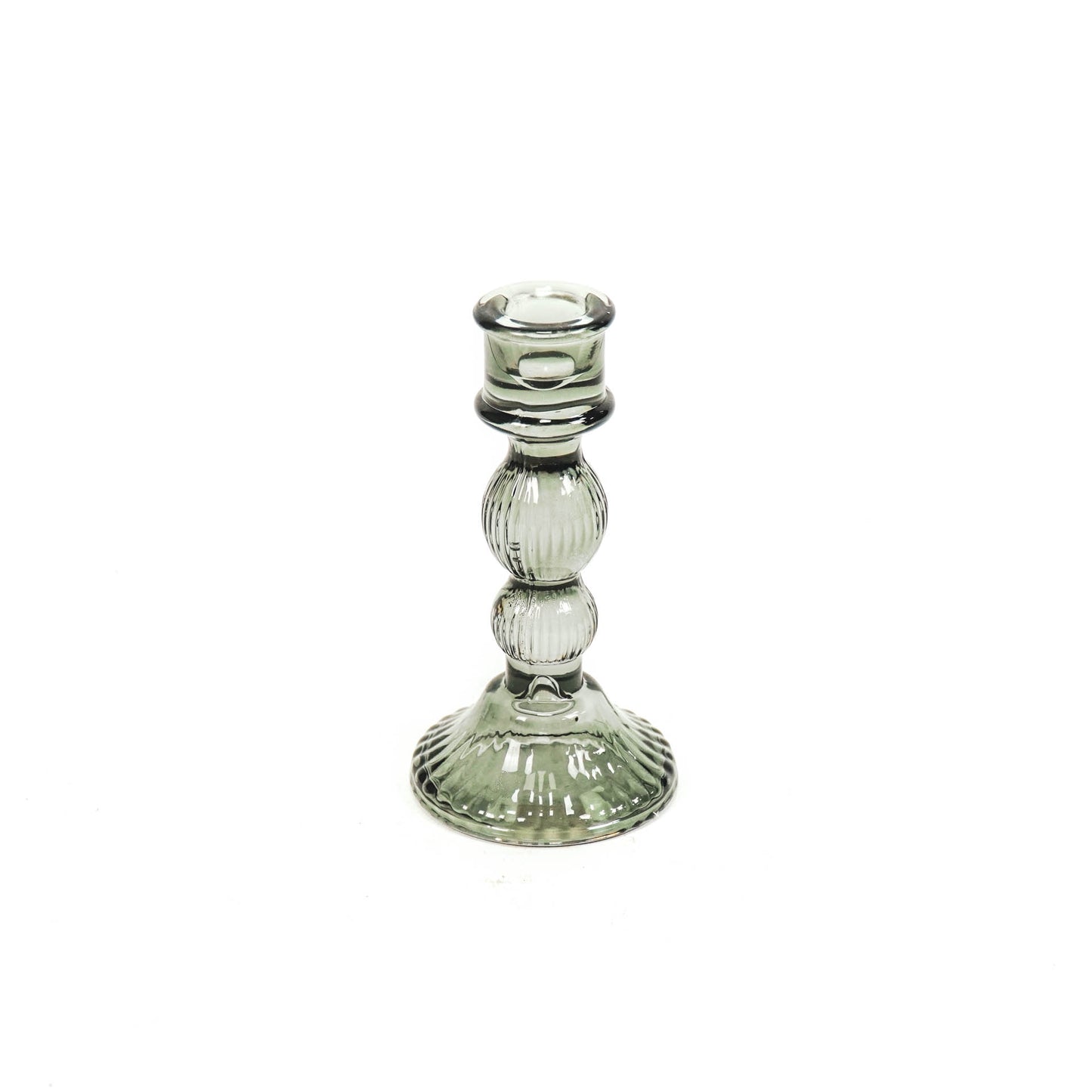 HV Glass Candleholder  - Smokey -  8x15,5cm