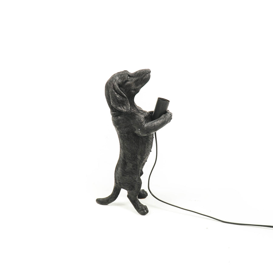 Table Lamp - Dachshund Lamp - Polyresin -Black - E14 - 10x15x38cm