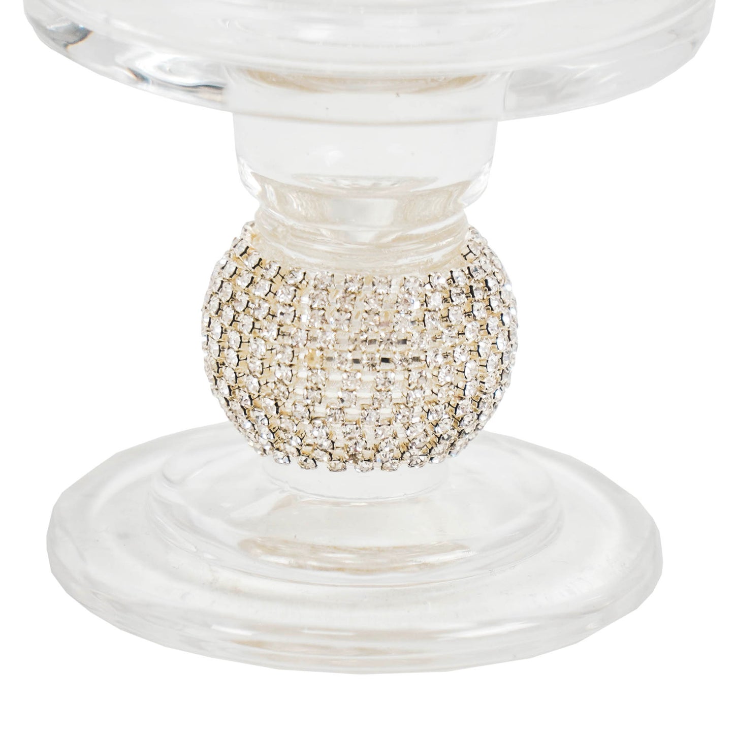 HV Glitter Candleholder Glass - Silver - 8,5x8,5x8,5cm