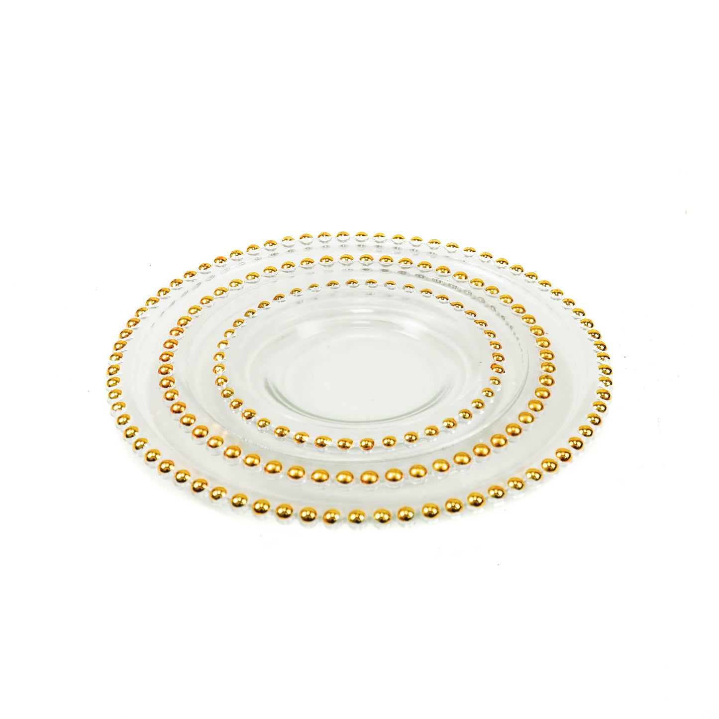 HV Dinnerplate of glass with golden rim -  21.5x2 cm