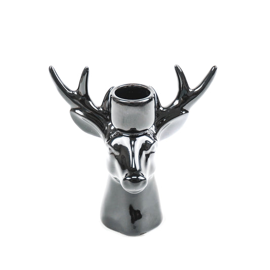 Candle holder - Reindeer - Ceramic - Black - 16x9x16,5cm