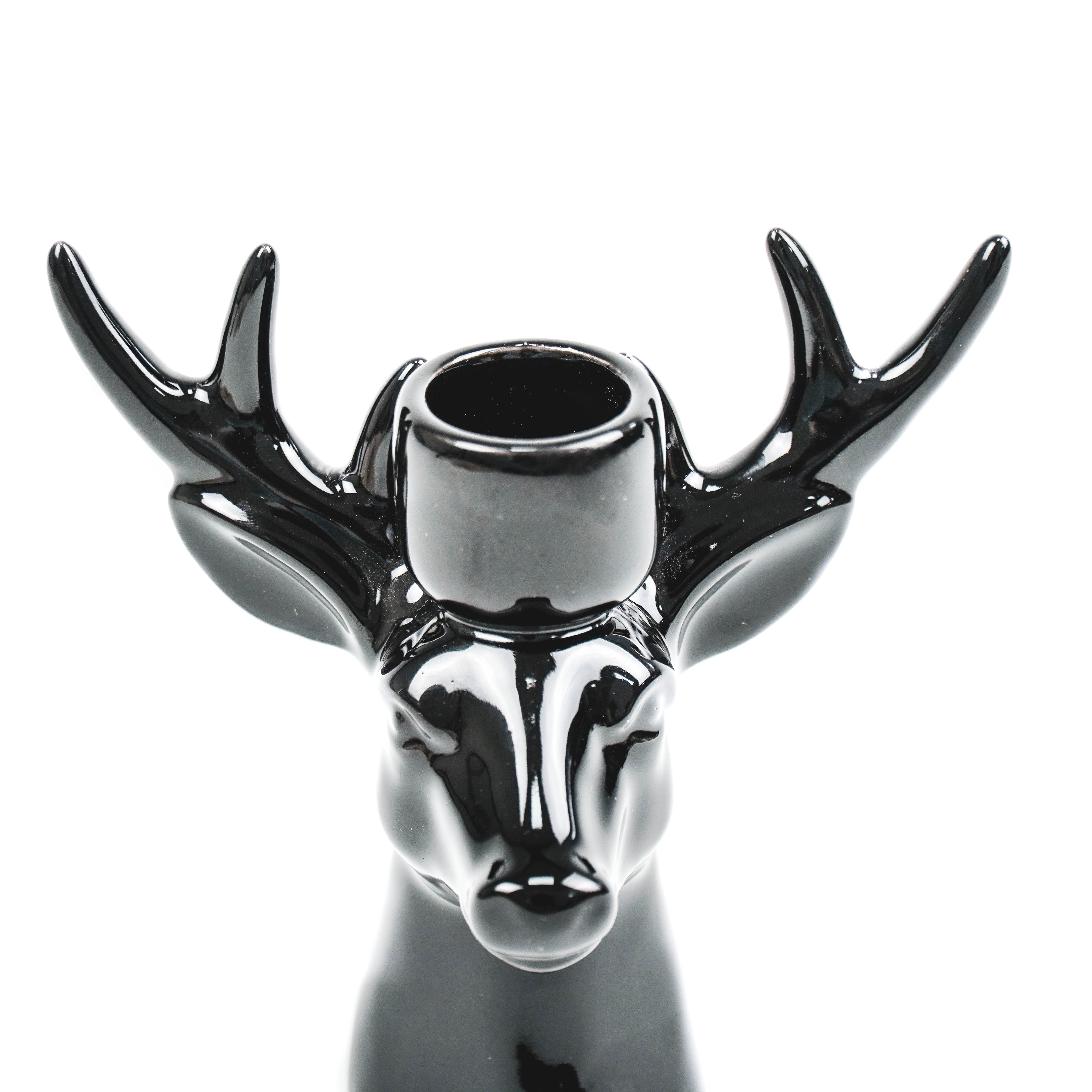 Candle holder - Reindeer - Ceramic - Black - 16x9x16,5cm