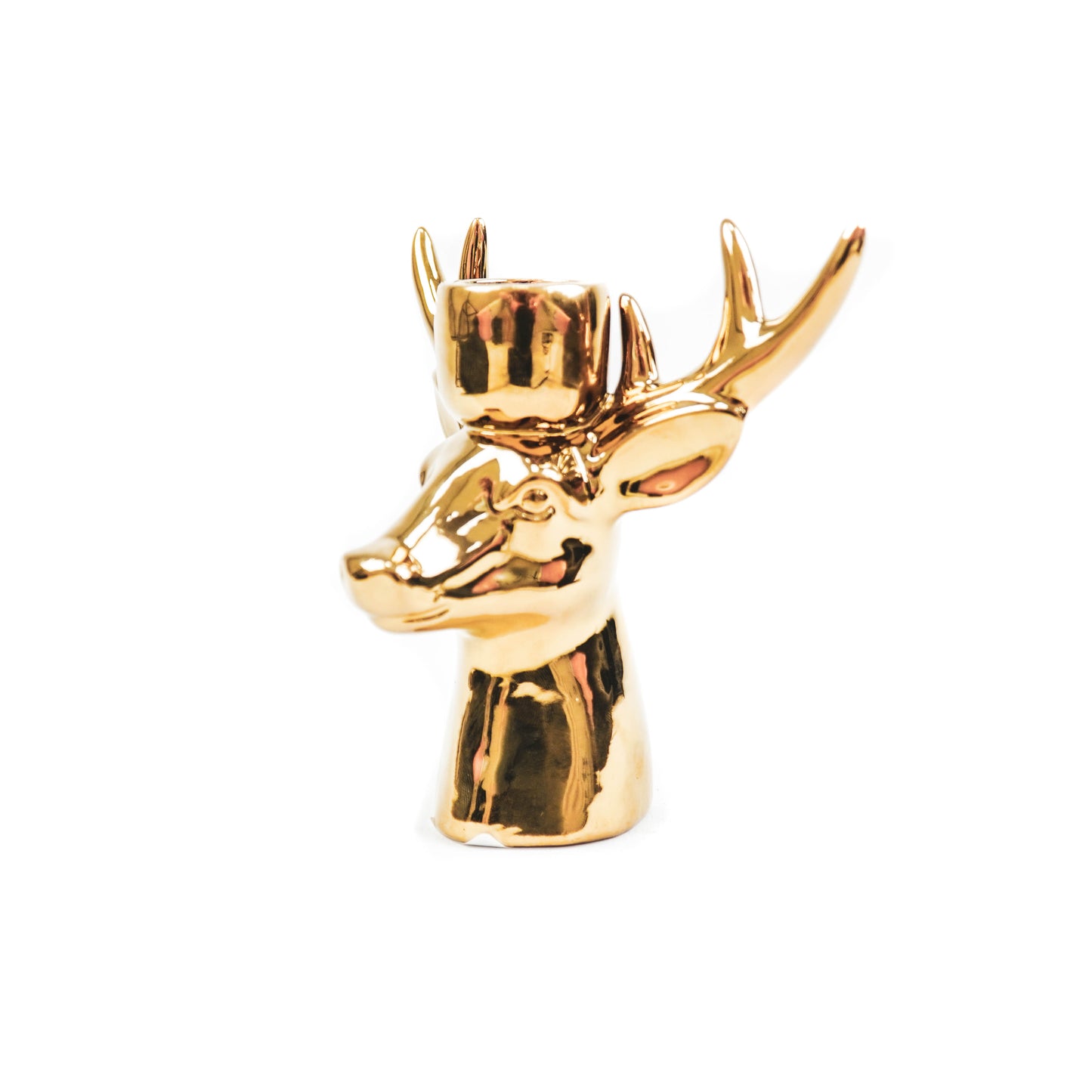 Candle holder - Reindeer - Ceramic - Gold - 16x9x16,5cm