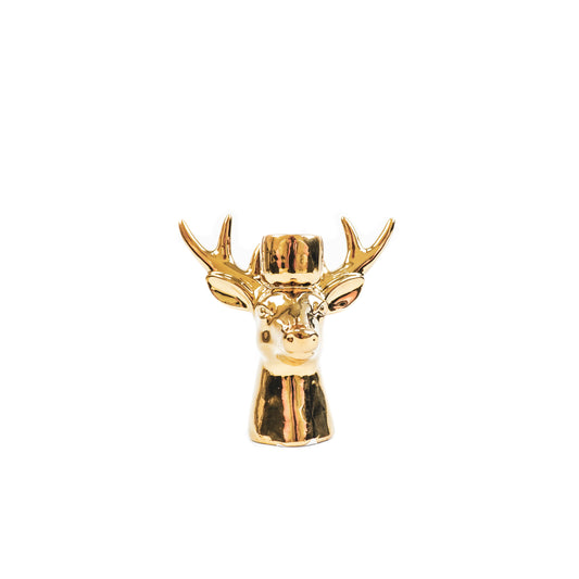 Candle holder - Reindeer - Ceramic - Gold - 16x9x16,5cm