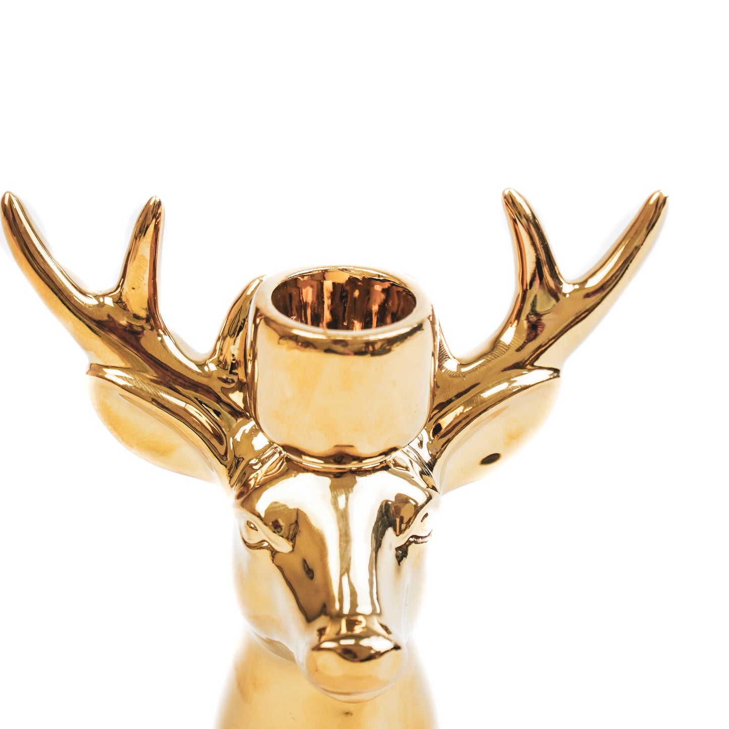 Candle holder - Reindeer - Ceramic - Gold - 16x9x16,5cm