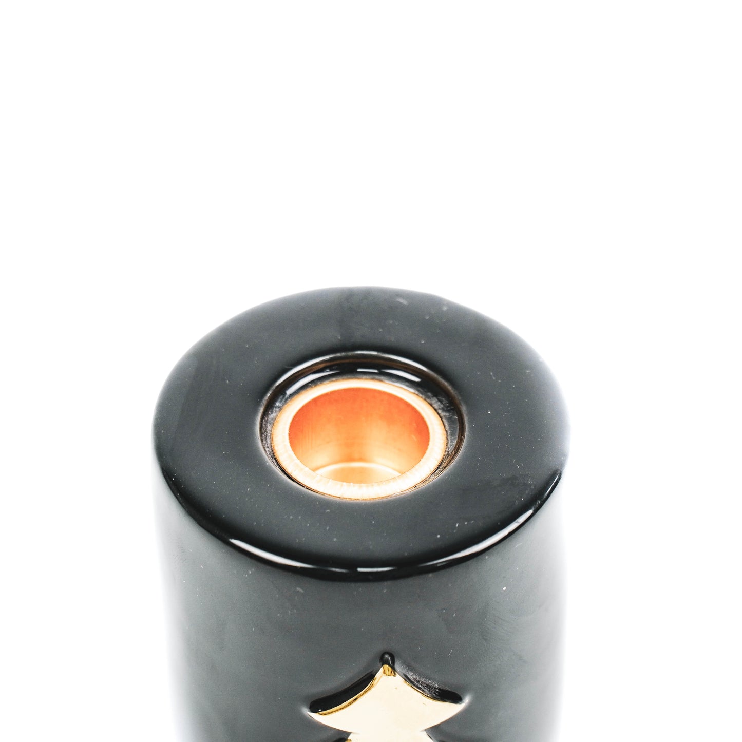 HV Tree Cylinder Candle holder - Black/Gold - 6x6x8cm