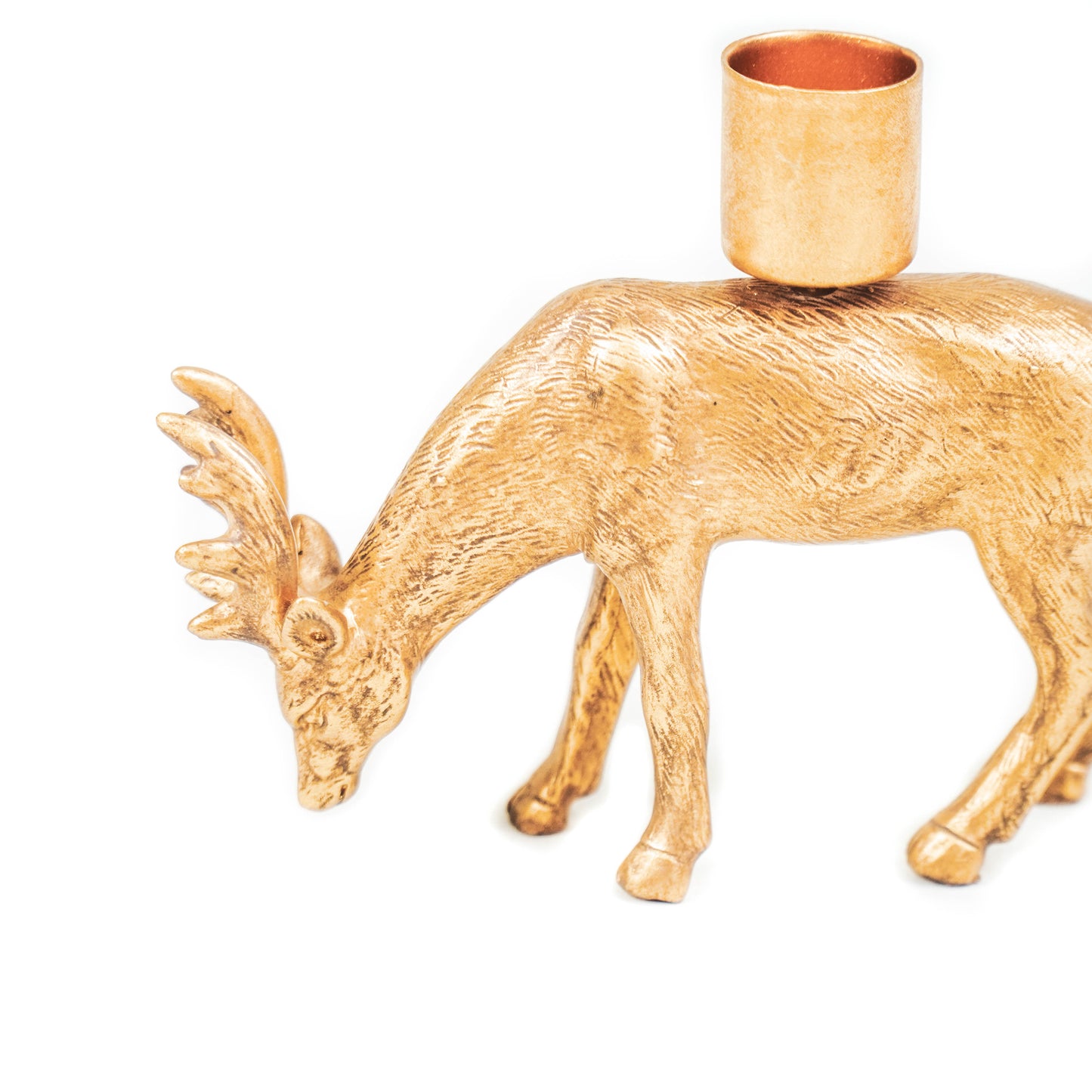 HV Eating Deer Candleholder - 8.5x8x12.5CM - Gold