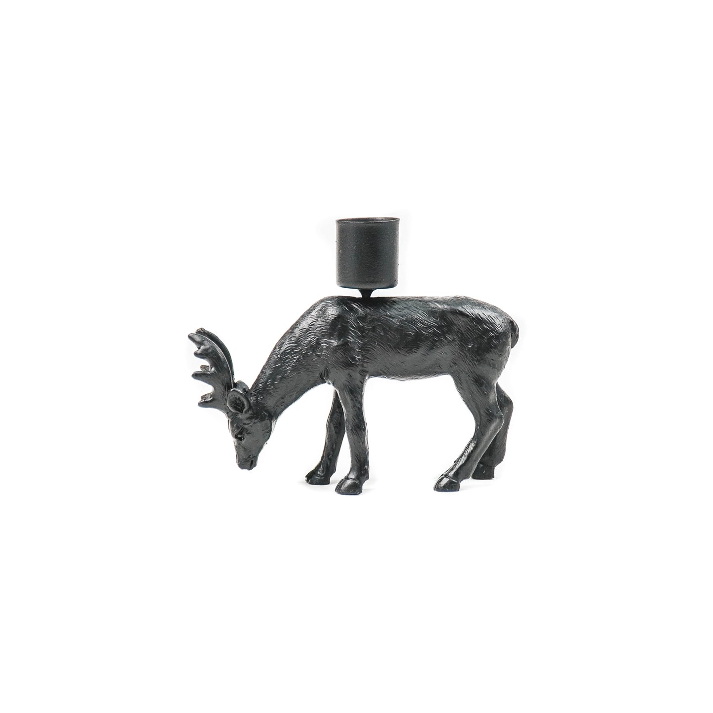HV Eating Deer Candleholder - 8.5x8x12.5CM - Black