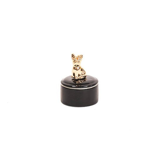 HV Black Jar with Golden Dog- 6x6x8