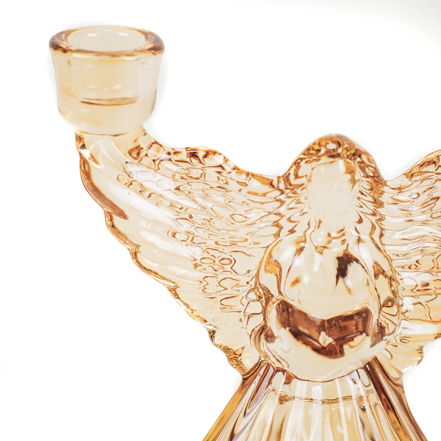 HV Glass Angel Candleholder - Amber - 18.6x11.5x20cm