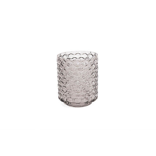 HV Honeycomb Vase - Smokey Glass - 12x15 cm