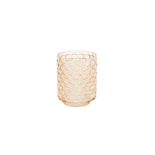 HV Honeycomb Vase - Amber Glass - 12x15 cm
