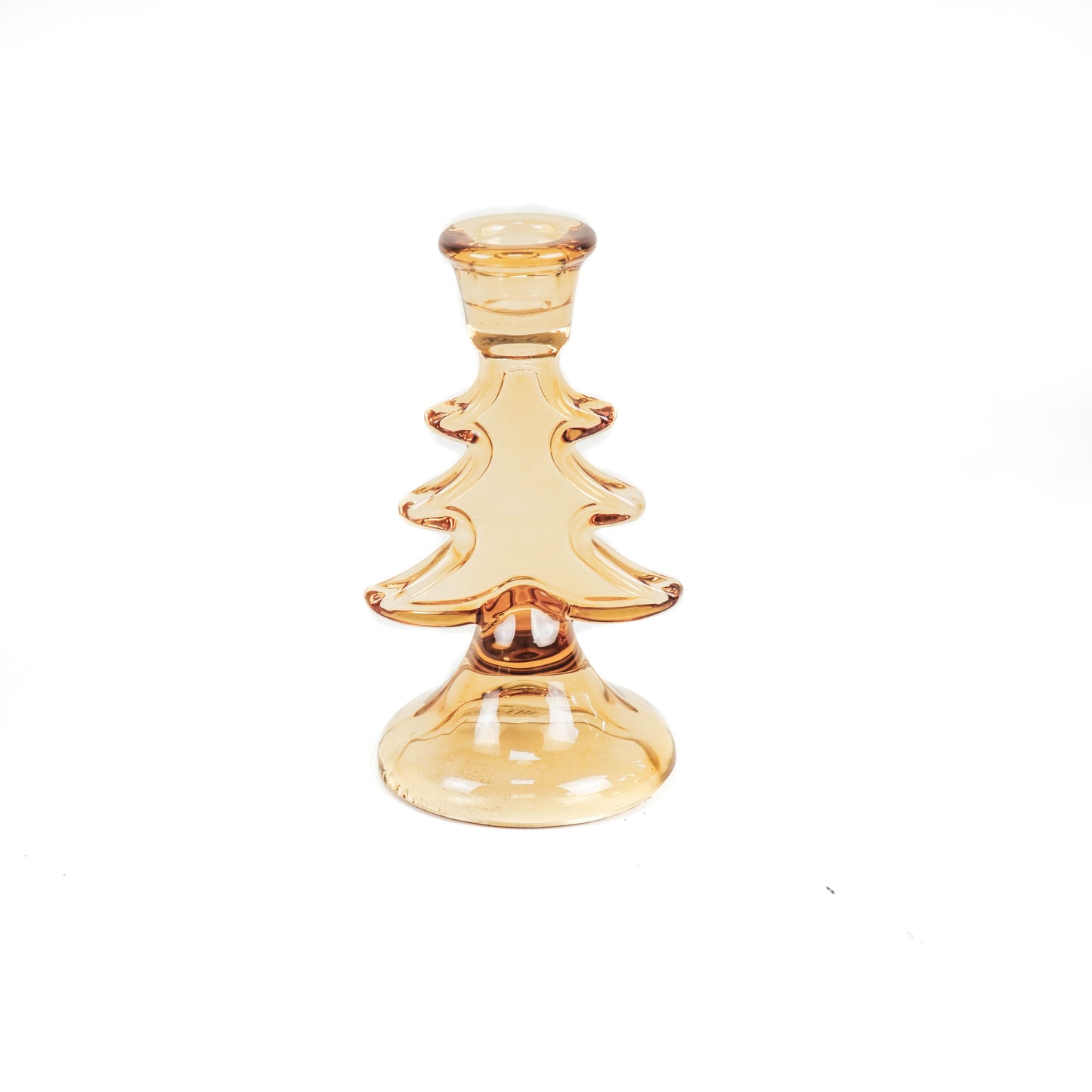 HV Glass - Xmas Tree - Candleholder - Amber - 8.5x15.5cm