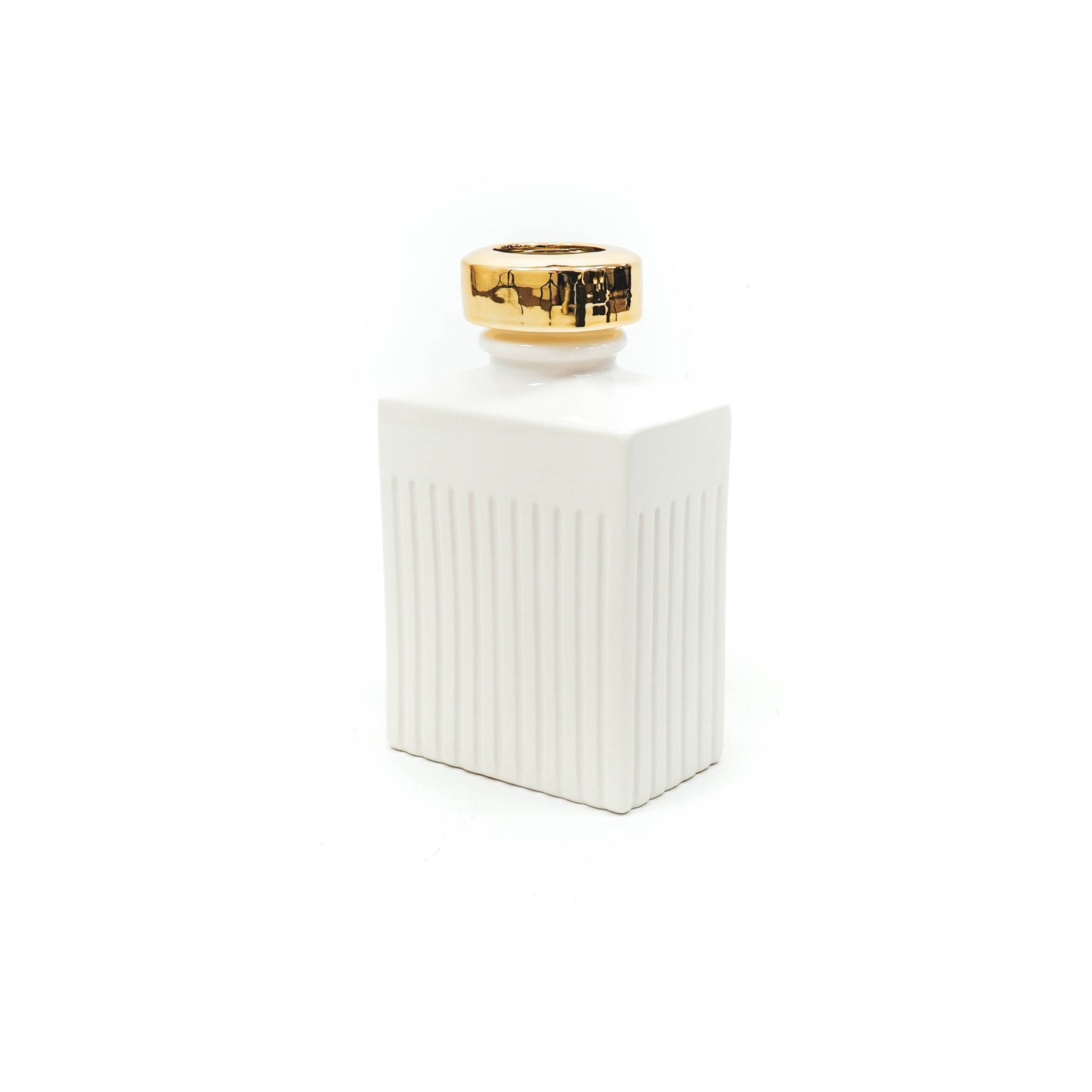 HV Home de Cologne Vase - White/Gold - 14,5x9,3x25,1cm