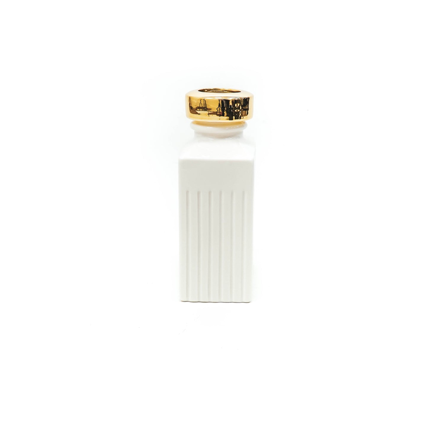 HV Home de Cologne Vase - White/Gold - 14,5x9,3x25,1cm